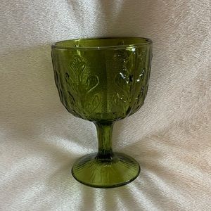 Vintage 1975 F.T.D. Green Glass Goblet/ Candy Dish